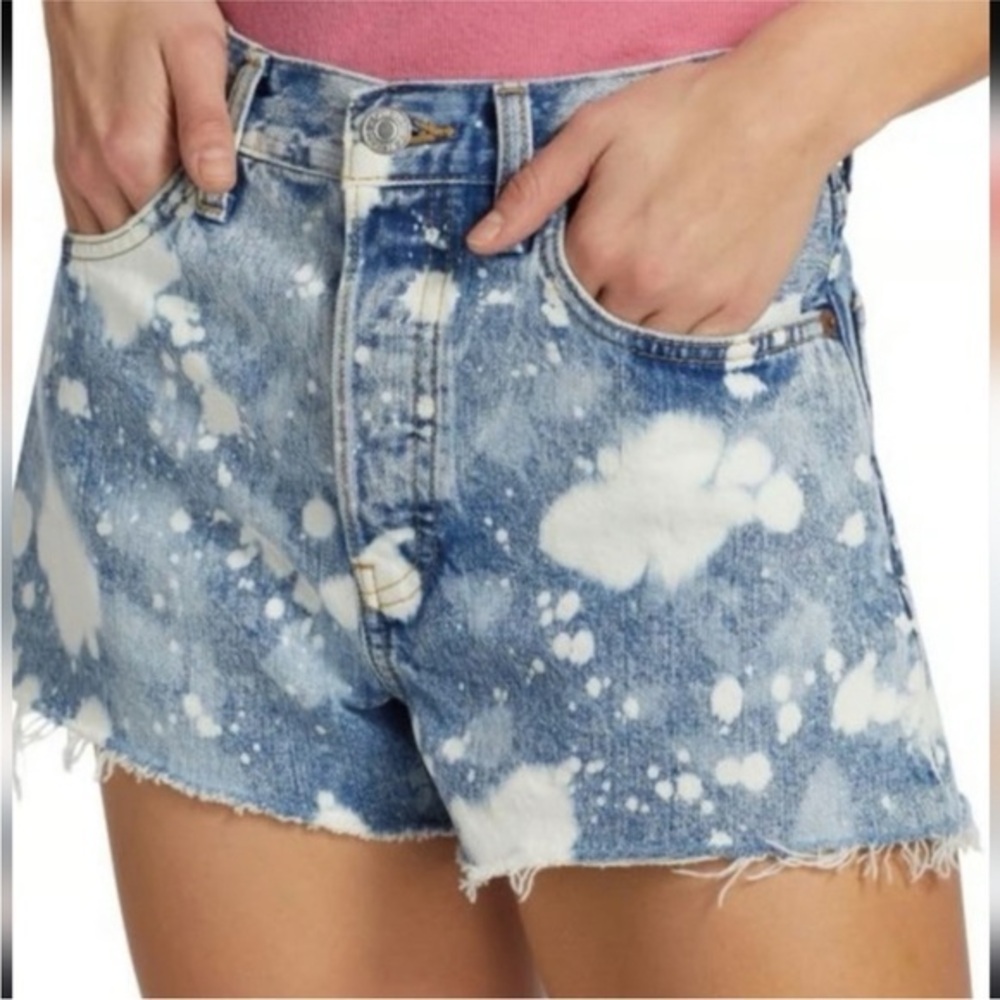 RE/DONE 70s High Rise Denim Jean Cutoff Shorts Bleach Splash - Size 28